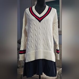 English Factory Pleated Twofer Sweater Mini Dress Sz Small